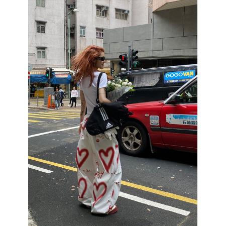 BY19709# 夏季美式涂鸦印花裤街头潮牌嘻哈阔腿拖地宽松休闲裤ins潮 服裝批發女裝批發服飾貨源