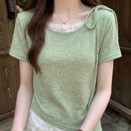 BY19725# 绿色假两件短...
