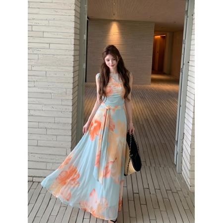 BY19734# 夏季性感绝美出片飘带蕾丝拼接收腰显瘦连衣裙包臀长裙女 服裝批發女裝批發服飾貨源