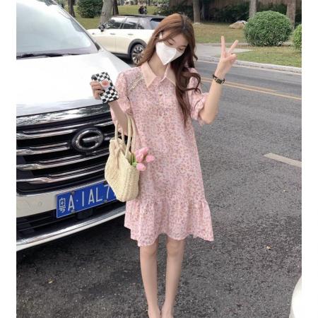 BY19765# 法式甜美气质碎花连衣裙夏季新款设计感小众荷叶边短裙子女 服裝批發女裝批發服飾貨源