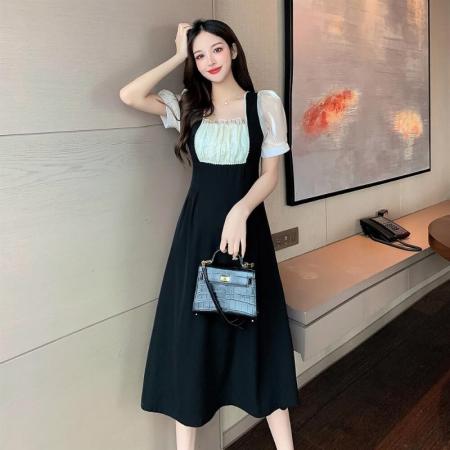BY19770# 引匿国际弹力蜂巢法式大码连衣裙 服裝批發女裝批發服飾貨源