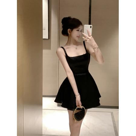 BY19773# 复古性感高级缎面收腰显瘦吊带连衣裙蓬蓬裙女 服裝批發女裝批發服飾貨源