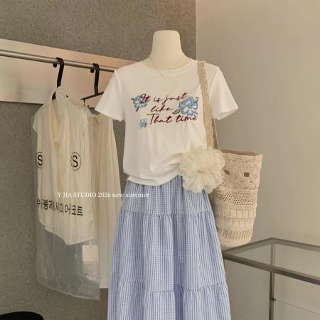 BY19776# 纯棉正肩短袖T恤女印花 服裝批發女裝批發服飾貨源