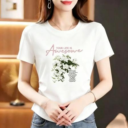 BY19786# 后包领重工满绣胖MM大码韩版繁花似锦刺绣T恤女短袖新款上衣 服裝批發女裝批發服飾貨源