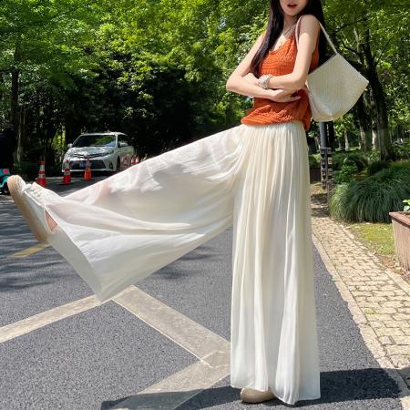 夏季薄款琉璃纱冰丝裙裤女高腰阔腿裤防晒裤裙拖地裤女 服裝批發女裝批發服飾貨源