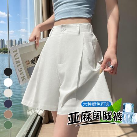 BY19809# 夏季新款天丝亚麻五分裤A字阔腿高腰棉麻薄款短裤女 服裝批發女裝批發服飾貨源