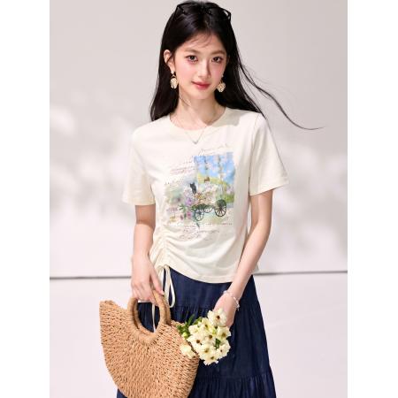 BY19821# 正肩短袖t恤女夏季新款设计感修身显瘦上衣 服裝批發女裝批發服飾貨源