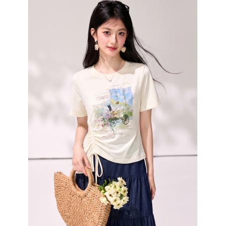 BY19821# 正肩短袖t恤女夏季新款设计感修身显瘦上衣 服裝批發女裝批發服飾貨源