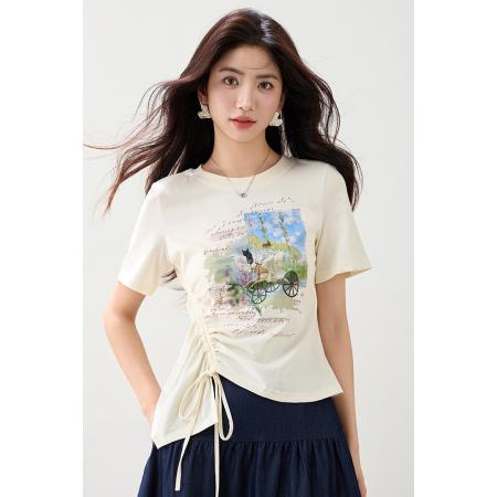 BY19821# 正肩短袖t恤女夏季新款设计感修身显瘦上衣 服裝批發女裝批發服飾貨源