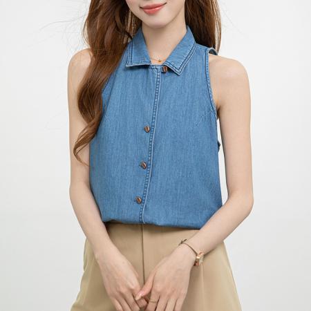 BY19826# 咖啡豆牛仔吊带背心女 服裝批發女裝批發服飾貨源