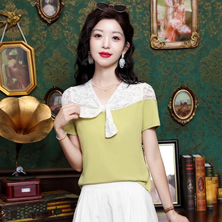 BY19835# 三个颜色抖音爆款已出货夏新拼接针织短袖T恤上衣女 服裝批發女裝批發服飾貨源
