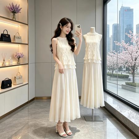BY19866# 一颗小野莓法式温柔风无袖衬衣女夏季新款高级感修身减龄气质上衣 服裝批發女裝批發服飾貨源