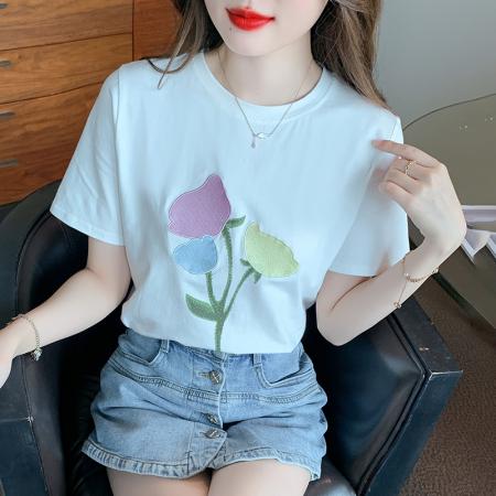BY19881# 夏款T恤短袖圆领韩版套头百搭甜美夏季 服裝批發女裝批發服飾貨源