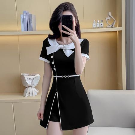 新款时尚气质连衣裙套装短裤两件套 服裝批發女裝批發服飾貨源