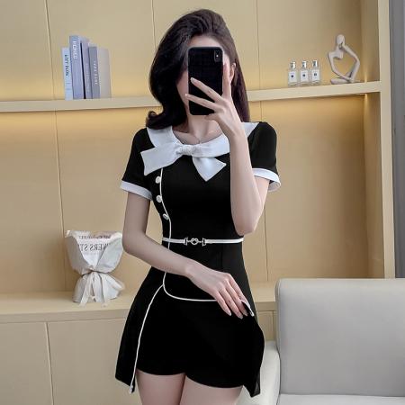 新款时尚气质连衣裙套装短裤两件套 服裝批發女裝批發服飾貨源