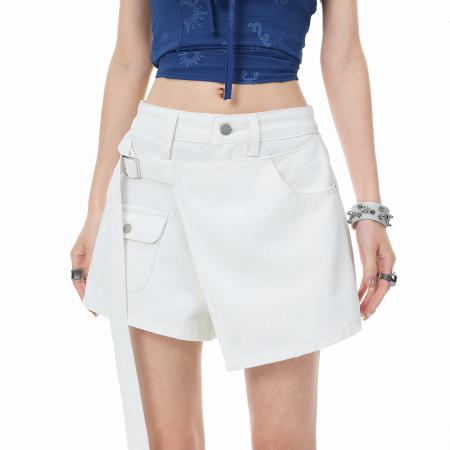 牛仔短裤女新款夏季高腰A字半身裙工装包臀短裙子裤裙 服裝批發女裝批發服飾貨源