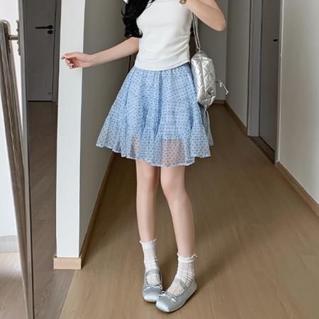 波点长裙女夏季新款绝美超好看纱裙垂感小个子a字半身裙 服裝批發女裝批發服飾貨源