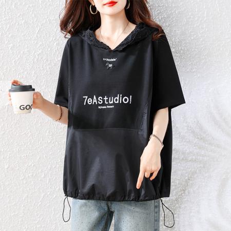 BY19909# 大码女装夏季新款时尚气质欧洲站宽松上衣T恤 服裝批發女裝批發服飾貨源