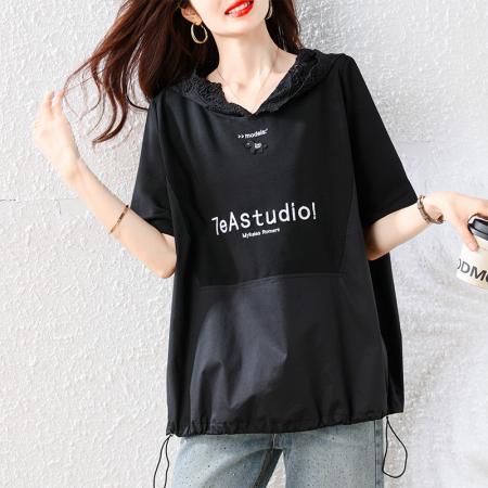 BY19909# 大码女装夏季新款时尚气质欧洲站宽松上衣T恤 服裝批發女裝批發服飾貨源