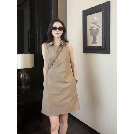 BY19932# 米卡私服夏季时尚显瘦女士POLO领中长款无袖连衣裙 服裝批發女裝批發服飾貨源