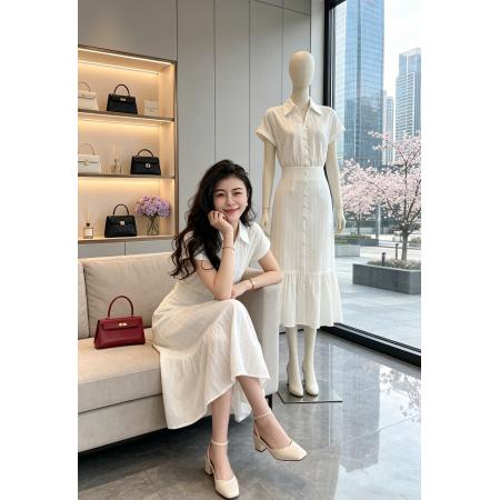 BY19940# 张阿星蓝调笔记藏青色miu系立体提花少女感减龄法式连衣裙 服裝批發女裝批發服飾貨源
