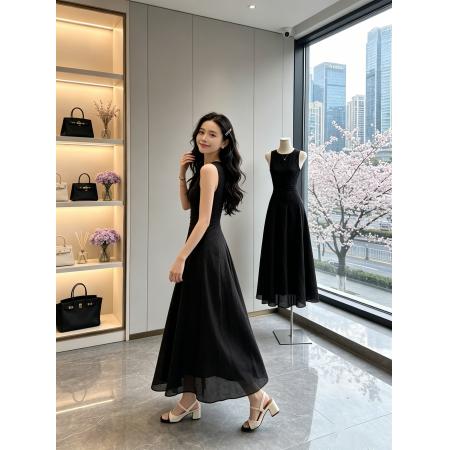 BY19941# 天菜天丝肌理感法式连衣裙五一出游大摆长裙 服裝批發女裝批發服飾貨源