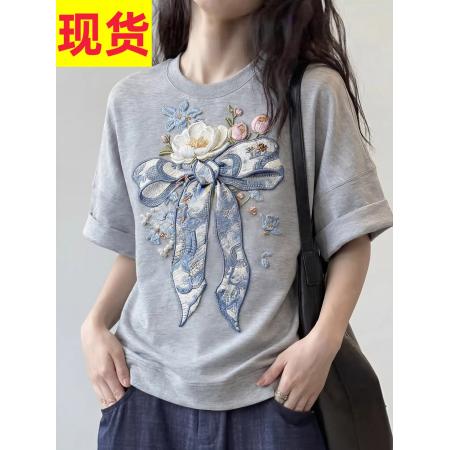 BY19944# 欧洲站高端春夏新款时尚百搭T恤高级感穿搭上衣欧货女装潮 服裝批發女裝批發服飾貨源