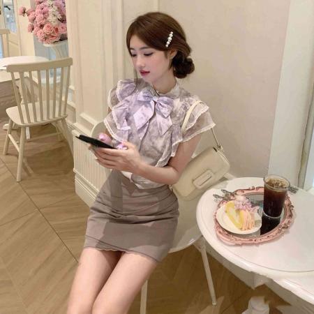 BY20003# 夏日绝美巨好看套装温柔气质独特漂亮碎花小飞袖上衣包臀裙两件套 服裝批發女裝批發服飾貨源