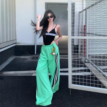 辣妹酷辣宽松阔腿运动裤休闲裤长裤女潮 服裝批發女裝批發服飾貨源
