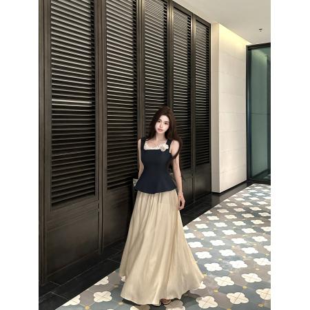夏季新款气质时尚方领蕾丝吊带上衣显瘦半身裙两件套女 服裝批發女裝批發服飾貨源