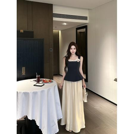 夏季新款气质时尚方领蕾丝吊带上衣显瘦半身裙两件套女 服裝批發女裝批發服飾貨源