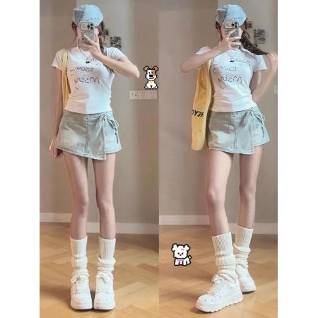 韩系复古高腰牛仔半身裙女新款气质百搭修身遮肉显瘦包臀短裙 服裝批發女裝批發服飾貨源