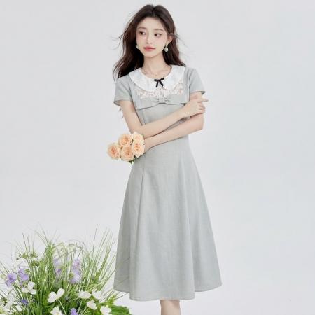 夏季新款韩系法式温柔显瘦遮肉长裙设计感超仙连衣裙女 服裝批發女裝批發服飾貨源