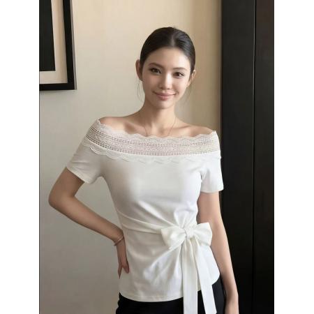 韩系漂亮设计感上衣女夏新款小个子独特绝美巨好看的短袖t恤 服裝批發女裝批發服飾貨源