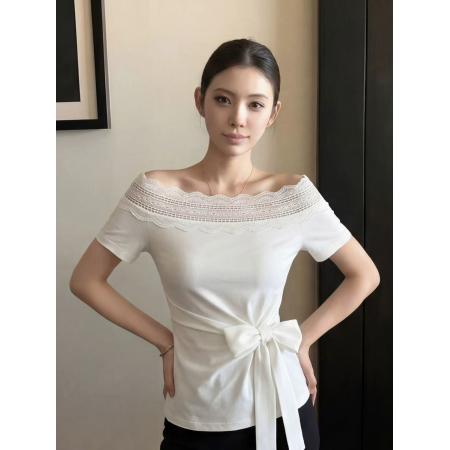韩系漂亮设计感上衣女夏新款小个子独特绝美巨好看的短袖t恤 服裝批發女裝批發服飾貨源