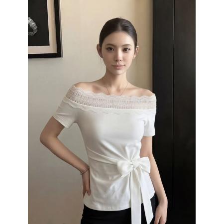 韩系漂亮设计感上衣女夏新款小个子独特绝美巨好看的短袖t恤 服裝批發女裝批發服飾貨源