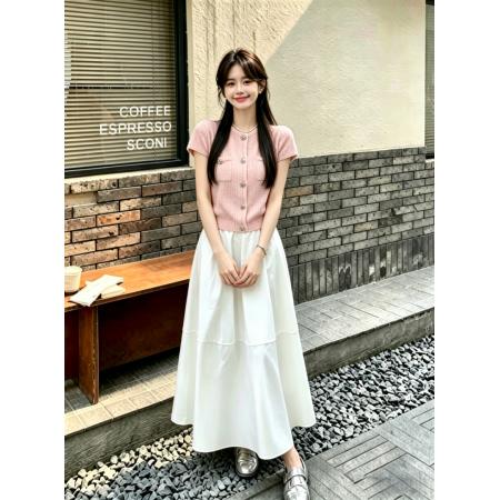 短款圆领双口袋宽松设计感薄款别致外套女搭高腰半身裙时尚两件套 服裝批發女裝批發服飾貨源