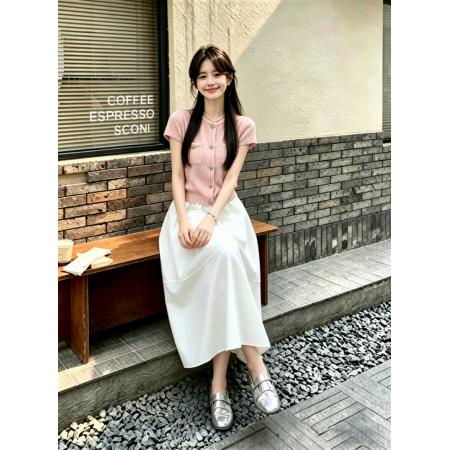 短款圆领双口袋宽松设计感薄款别致外套女搭高腰半身裙时尚两件套 服裝批發女裝批發服飾貨源
