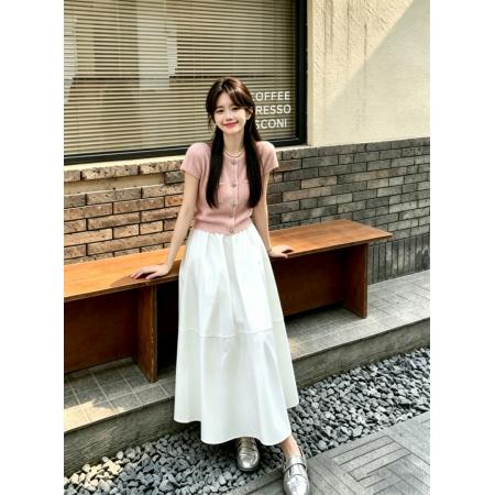 短款圆领双口袋宽松设计感薄款别致外套女搭高腰半身裙时尚两件套 服裝批發女裝批發服飾貨源