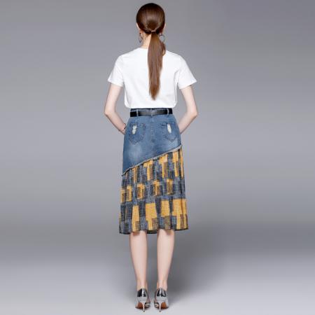 夏季白T+牛仔半身裙女 服裝批發女裝批發服飾貨源