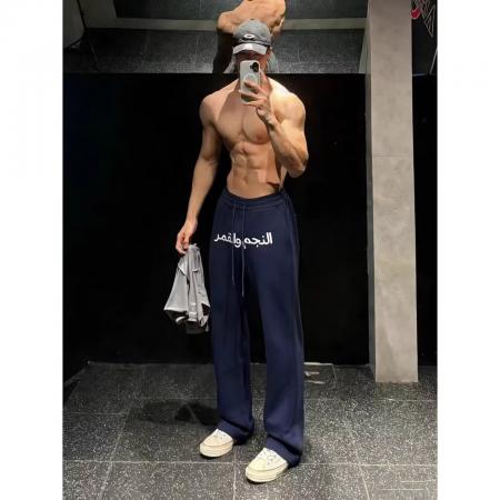BY20196# 华棉复合牛奶丝休闲艺汐直筒卫裤男女夏季薄款情侣运动裤长裤子 服裝批發男裝批發服飾貨源