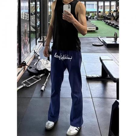 BY20196# 华棉复合牛奶丝休闲艺汐直筒卫裤男女夏季薄款情侣运动裤长裤子 服裝批發男裝批發服飾貨源