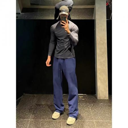 BY20196# 华棉复合牛奶丝休闲艺汐直筒卫裤男女夏季薄款情侣运动裤长裤子 服裝批發男裝批發服飾貨源