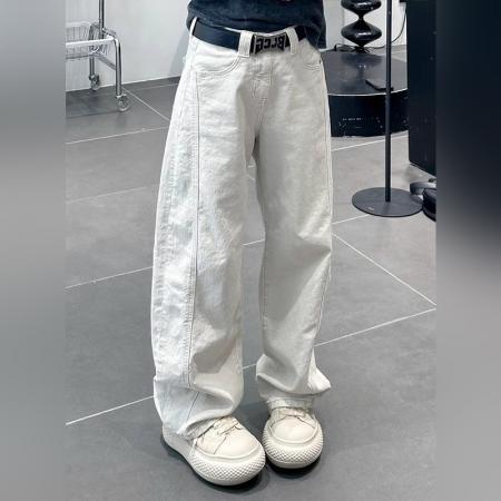 BY20204# 弯刀潮乐汇牛仔裤男女春夏高级感痞帅裤子cleanfit垂感直筒阔腿裤 服裝批發男裝批發服飾貨源