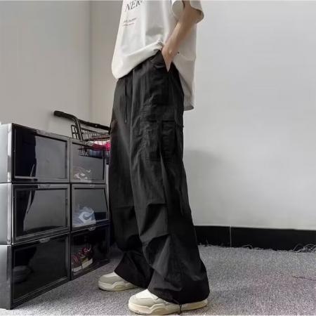 BY20212# 原版质量潮牌侠夏季薄款工装裤男日系复古宽松阔腿直筒休闲裤 服裝批發男裝批發服飾貨源