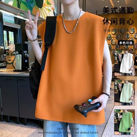 BY20274# 新款短袖T恤背心春夏新款男士韩版休闲百搭时尚痞帅潮流宽松坎肩 服裝批發男裝批發服飾貨源
