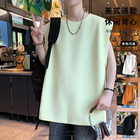BY20274# 新款短袖T恤背心春夏新款男士韩版休闲百搭时尚痞帅潮流宽松坎肩 服裝批發男裝批發服飾貨源