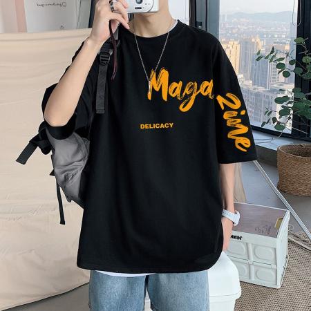 BY20287# 纯棉短袖t恤五分袖男士夏季新款潮牌青少年男生体恤男款衣服 服裝批發男裝批發服飾貨源