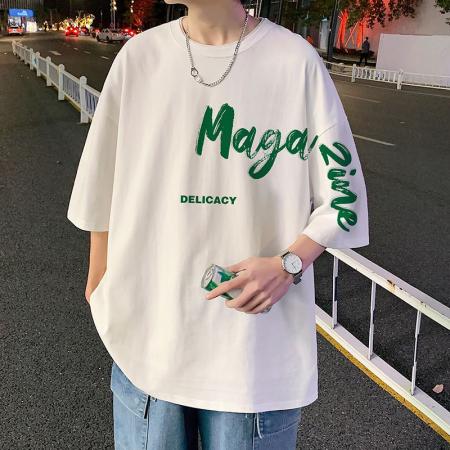 BY20287# 纯棉短袖t恤五分袖男士夏季新款潮牌青少年男生体恤男款衣服 服裝批發男裝批發服飾貨源