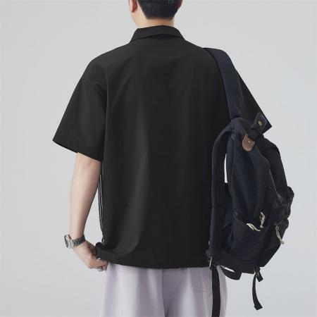 BY20299# 新款夏季短袖T恤男简约拼接Polo衫休闲日系翻领体恤 服裝批發男裝批發服飾貨源
